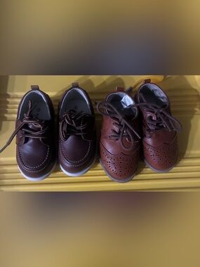 Two pairs Koala kids Classic Brown Kids Dress Shoes with Lace-Up Closure